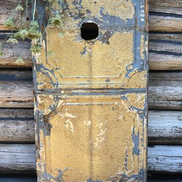 Tin Ceiling Panels Tin Ceiling Tiles Architectural Salvage Antique Yellow Ceiling Tile Crackle Paint Rusty Tin Ceiling Victorian Wall Plaque 