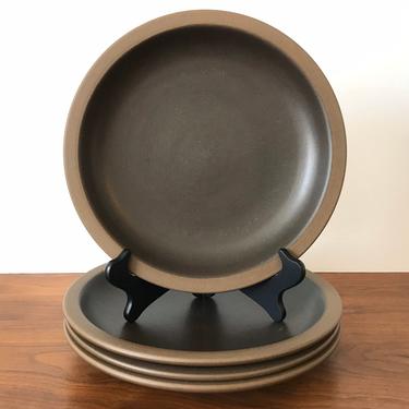 Vintage Heath Ceramics Rim Line Dinner Plates in Chocolate Brown - Set of 4 