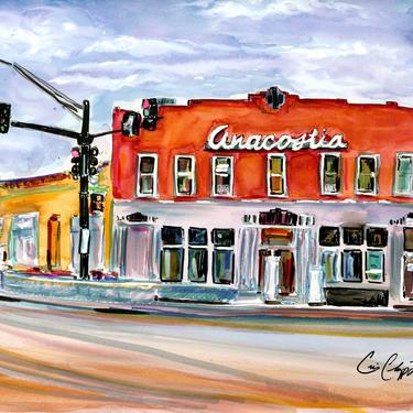Historic Anacostia Watercolor and Mixed Media Print by Washington DC Artist Cris Clapp Logan 