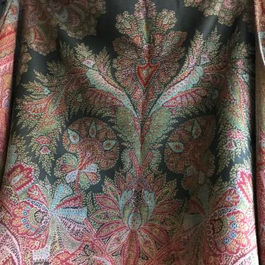 19th C Wool Paisley Shawl, Throw, Wrap, Scarf, Piano, Many Colors, Classic Traditional Design Finely Woven Antique 