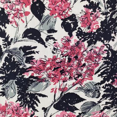 Vintage 1950's Floral Fabric / 60s Abstract Floral Print 