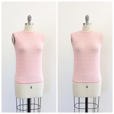 FINAL SALE /// 70s Pink Nylon Blouse / 1970s Vintage Semi Sheer Top / Small to Medium 
