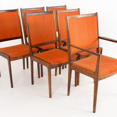 Kofod Larsen Mid Century Rosewood Highback Dining Chairs - Set of 6 - mcm 