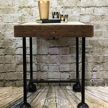 Concrete Side Table with Casters