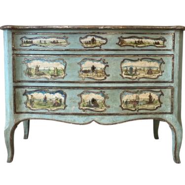18th C Italian Painted Commode With Painted Scenes