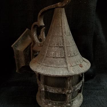 Tudor Cast Aluminum Porch Light with Obscured Glass Shade