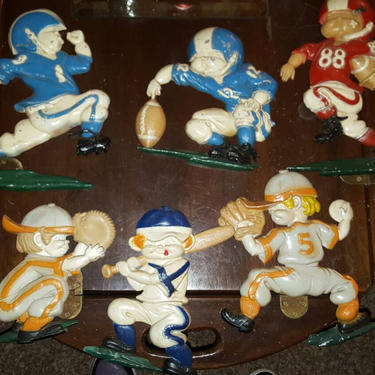SALE! Set of 6 Vintage Homco/Sexton Childs room  Sports Wall Hangers. 1970s 