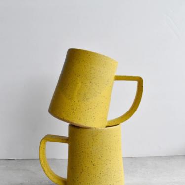 Simple Speckled handmade mustard yellow Stoneware Mug 