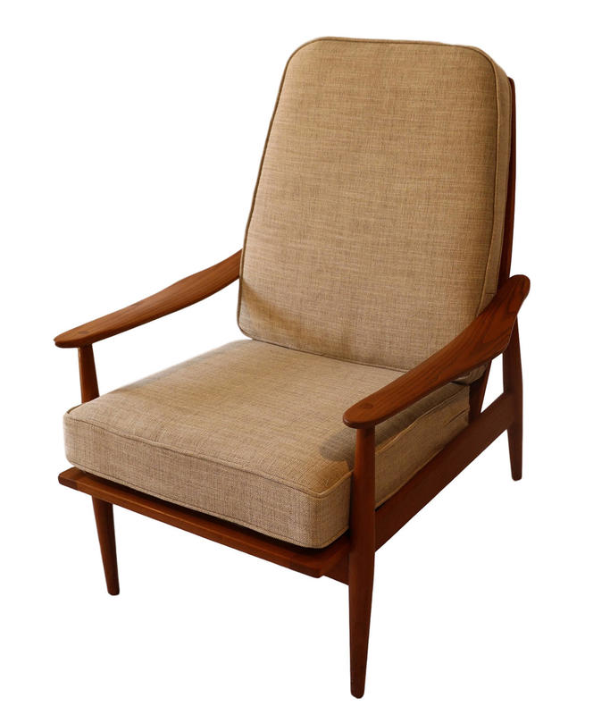 Mid Century Modern Teak High Back Lounge Chair 