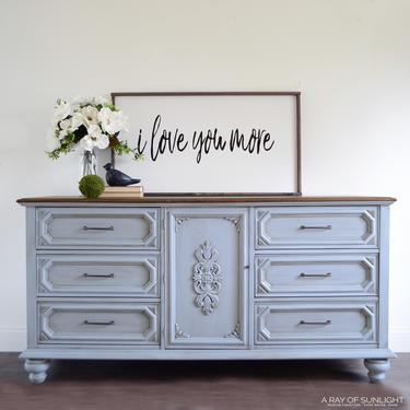 SOLD OUT Blue Painted Dresser - TV Stand - Vintage Furniture - Painted Furniture - Media Console - Farmhouse Decor - Entry Table 