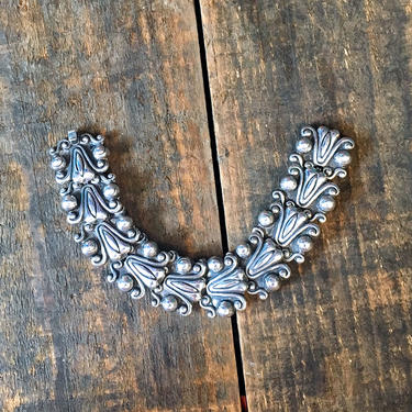 AZTEC PRE COLUMBIAN Design Vintage 50s Bracelet | 1950s Mexican Sterling Silver | Taxco Mexico | Southwest, Southwestern Mid Century Jewelry 