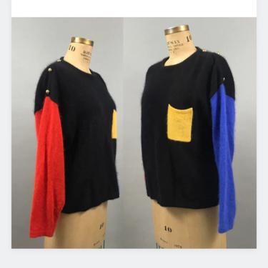 1980's Color Block Lambswool and Angora Sweater 
