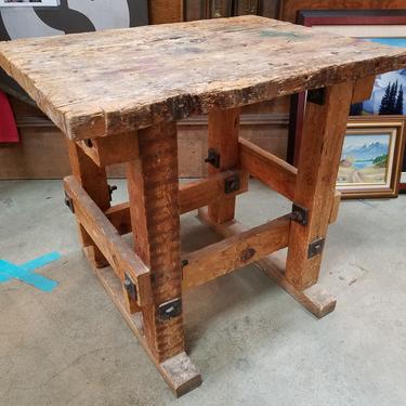 Amazingly Cute Antique Work Bench Side Table