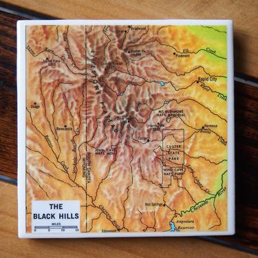 1979 Black Hills Map Coaster. South Dakota Map. Wind Cave National Park Gift SD. Custer State Park. Mount Rushmore. Rapid City. Map Vintage. 