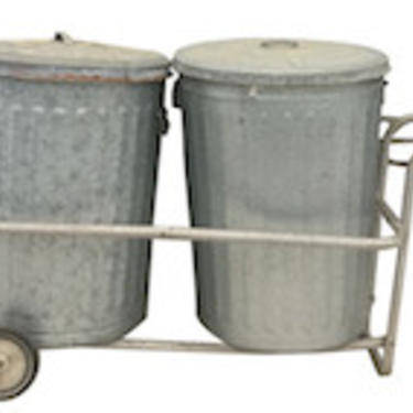 Galvanized Trash Cans and Rolling Cart