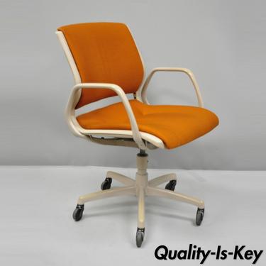 Vtg Steelcase 430-312 Orange Rolling Office Desk Arm Chair Mid Century Modern