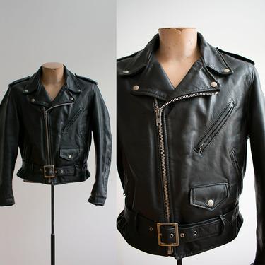 Black Leather Perfecto Schott Jacket / Black Leather Jacket / Black Leather Motorcycle Jacket / 80s Schott Jacket 40 / 1980s Perfecto 618 