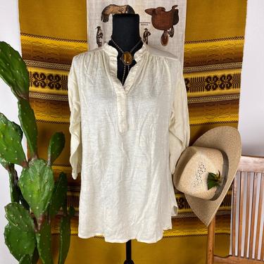 Vintage Wool Blend Long Sleeve Henley Shirt / Night Shirt 