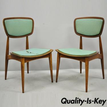 Pair Mid Century Danish Modern Daystrom Laminated Teak Dining Side Chairs