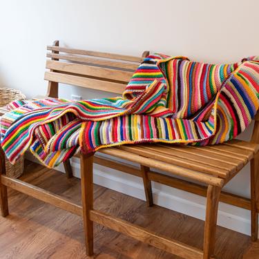 Rainbow Multicolor Knitted Throw Blanket 