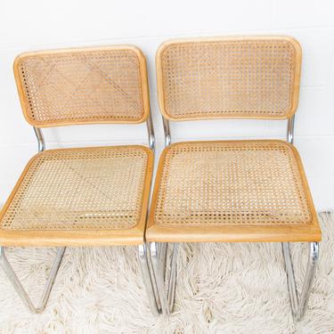 2Left! - Vintage Marcel Breuer Style Chairs with Blonde Stain and Chome Bases - Made In Indonesia (SOLD SEPARATELY) 