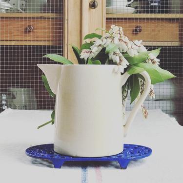 Beautiful vintage French ironstone pitcher, vase 