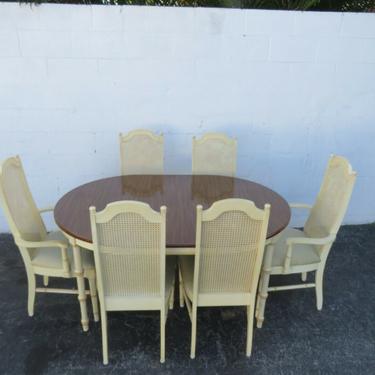Lenoir Hollywood Regency Faux Bamboo Two Tone Dining Table and Six Chairs 2763