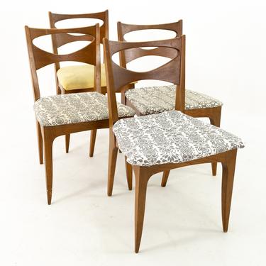 John van Koert for Drexel Profile Mid Century Walnut Dining Chairs - Set of 4 