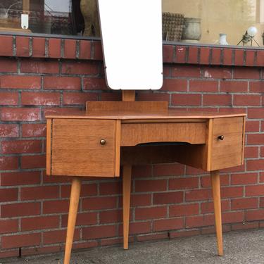 Free Shipping with US - Vintage Mid Century Moder MCM Vanity Table Stand with One Drawer and Storage Compartment - Stool not included 