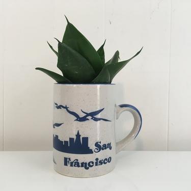 Vintage San Francisco Mug 1980s California SNCO Coffee Cup Enesco Souvenir Tea Gift Gray Blue Travel Kitsch Golden Gate Bridge 