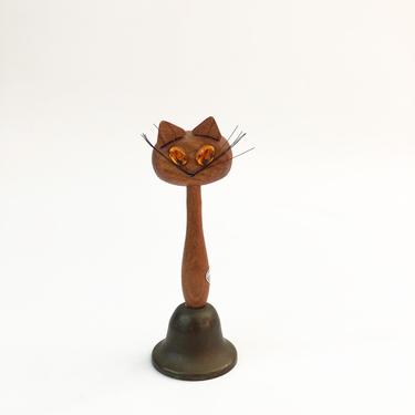Mid Century Wood Cat Bell 
