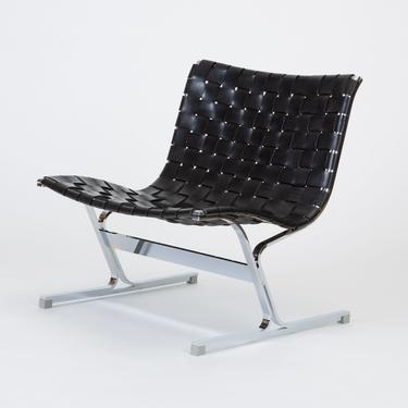 Black Leather Luar Chair by Ross Littell for ICF de Padova