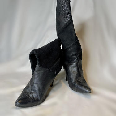 Black Suede Heeled Boots 