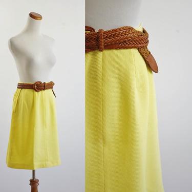 Vintage 60s Skirt, Yellow A Line Skirt, Mod Skirt, 1960s Skirt, Flared Skirt, Spring Yellow Skirt, Small 