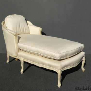 Vintage French Provincial Style White Chaise Lounger Settee 