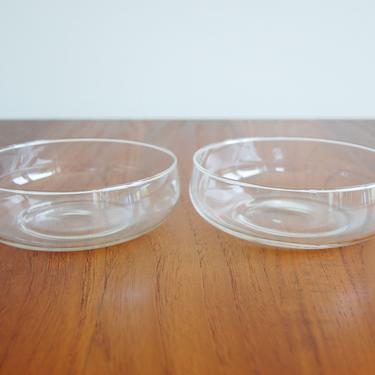 Scandinavian Modern Clear Glass Bowls Set of 2 