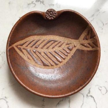 Vintage Fish Design Handmade Pottery Ashtray Bowl, Antique Sage Burner Handmade Pottery, Collectable Pottery Boho Home Decoration signed by LeChalet
