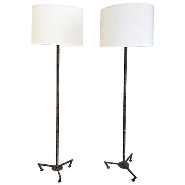 Pair of Midcentury Modern Style Patinated Brass Floor Lamps