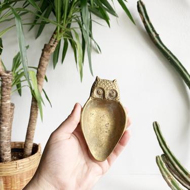 Small Vintage Brass Owl Tray
