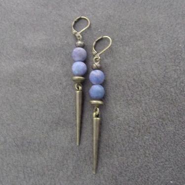 Purple agate earrings, antique brass modern earrings, unique ethnic earrings, mid century, minimalist geometric earrings, boho chic earrings 