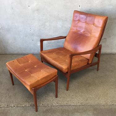 Mid Century Kofod Larsen Lounge Chair &amp; Ottoman