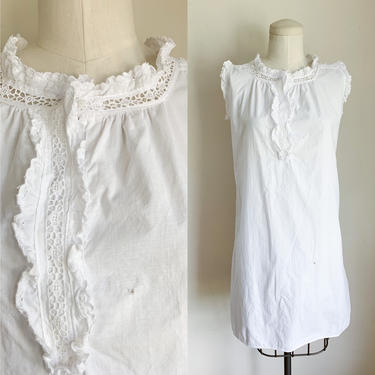 antique 1910-20&quot; White Cotton Nightgown / XS 