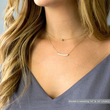Dainty Hammered Curved Bar Necklace, Gold Bar Layering Necklace,Delicate Hand Hammered Layering Necklace,Gold,Silver, Rose Gold,Gift for Her 
