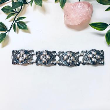 Vintage Silver Bracelet, Flower Bracelet, Floral Jewelry, Cut Out Bracelet, Link Bracelet, Vintage Jewelry, Made in Mexico, Unique Jewelry 