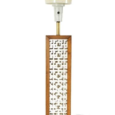 MCM Tall Walnut Lamp w/ Enamel Detail