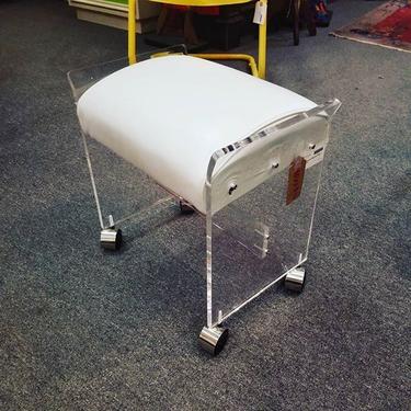 Lucite and upholstered makeup bench on casters. Was $65 now $35