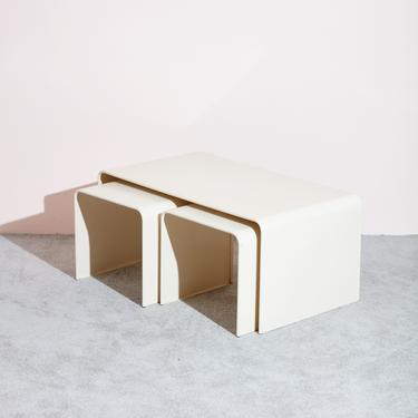 Beige Waterfall Coffee Table and Side Tables