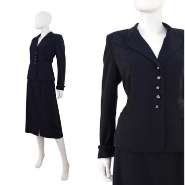 1950s Navy Blue Suit - 1950s Wool Suit - 1950s Blue Suit - Vintage Navy Blue Suit - 1950s Navy Blue Skirt Suit  | Size Small / Medium 