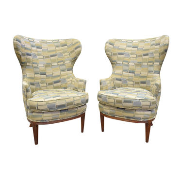 Pair Of Stylish Wing Back Chairs In The Style Of Paolo Buffa 1950s