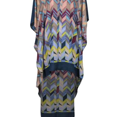 BCBG Max Azria - Blue & Multicolor Chevron Print High-Low Maxi Dress Sz M/L